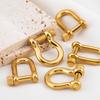 2Pcs Stainless Steel U Shape Screw Carabiner Jewelry Clasp Gold Colour Metal Horseshoe Toggle Spiral Clasp Hook Shackle Supplies
