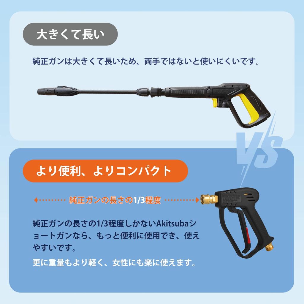 Akitsuba High-Pressure Washer Short Gun, Compatible with Karcher K2, K3, K4, K5, K6, K7, JTK, Brass, M22-14mm. Suitable for Karcher K-series (K2, K3,