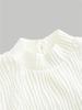Women Textured Mock Neck Flare Long Sleeve Crop Top Elegant Preppy Style Y2K Rib Knit Slim T Shirt Blouse