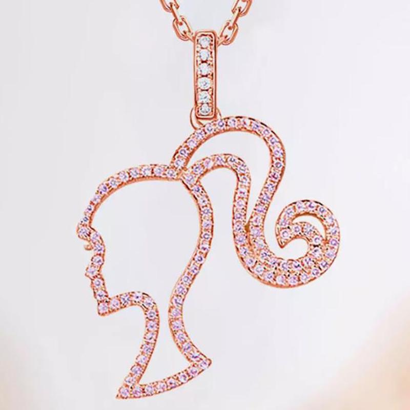 Barbie Prinses Peach Hart Hanger Ketting – Elegant, Licht Luxe Sleutelbeinketting