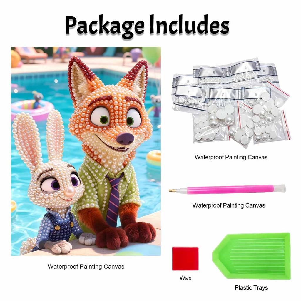 Disney 5D DIY Pearl Painting Kit, Zootopia Characters Home Bedroom Wall Decor Crafts Handmade Gift