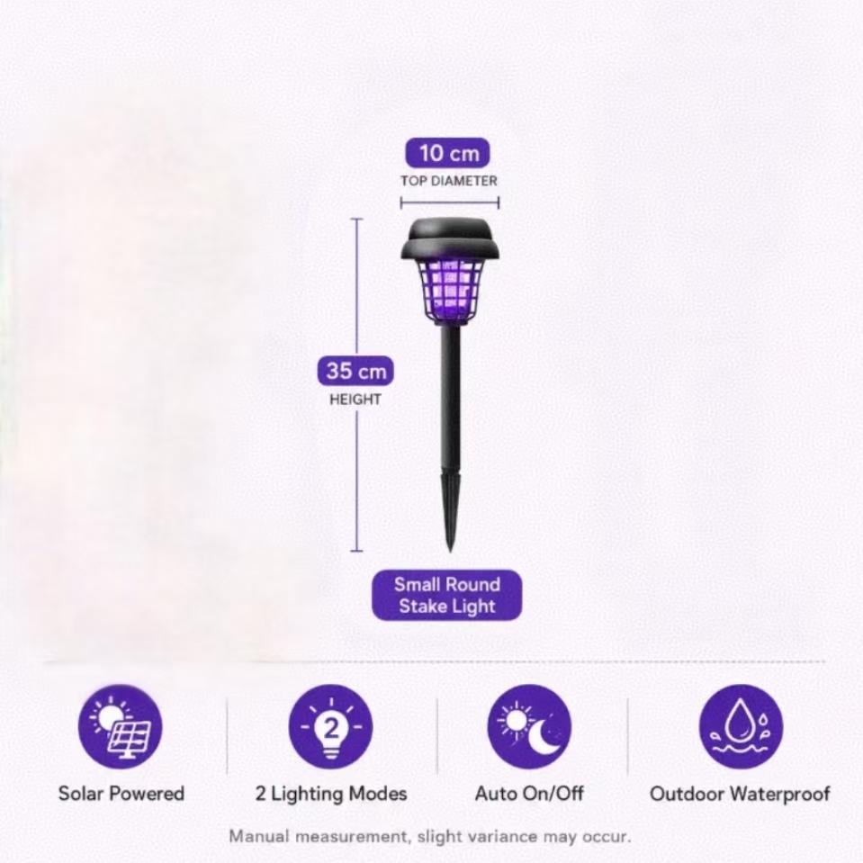 Solar Mosquito Zapper Light – Outdoor Garden Stake Lamp, UV Insect Killer, Solar Powered, Dual Mode (Mosquito Control + Pathway Lighting) S