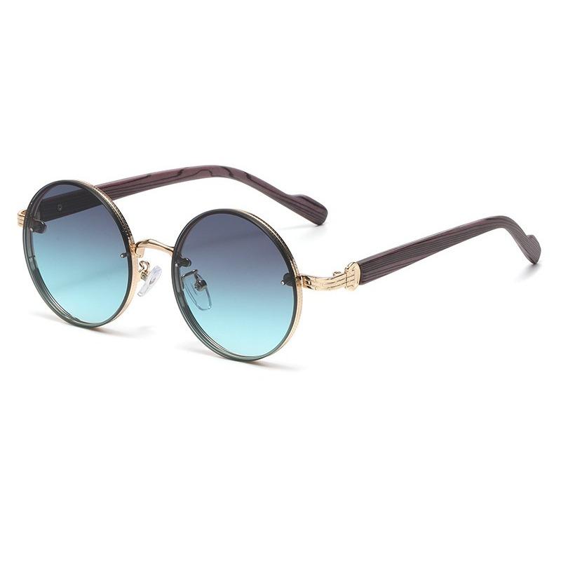 New Fashion Round Sun Glasses Classic Gradient Outdoor Shades Trendy Luxury Design Metal Rim Sun Glasses UV400 Shades