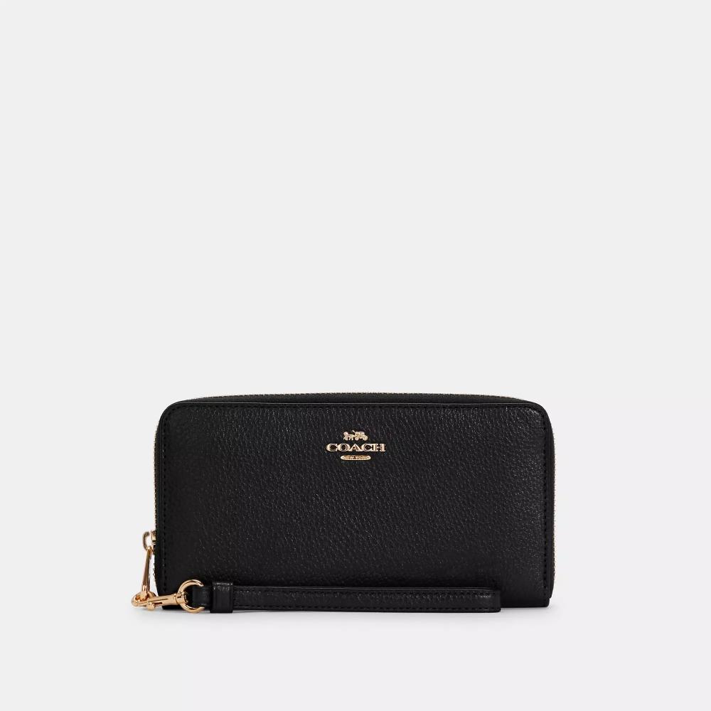 

Длинный кошелек Coach на молнии по кругу золотисто-черный
