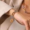 Women's geometric hollow-out necklace, fashionable versatile spliced color-block necklace and bracelet, 18K gold plated