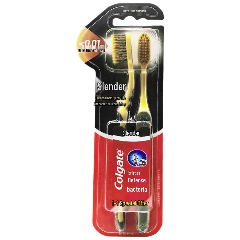 Colgate Slim Soft Charcoal Gold Toothbrush Double Pack