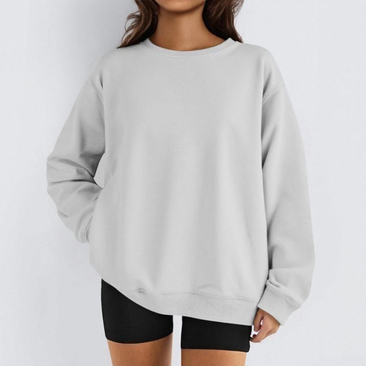 Damen Winter Fleece Tops Langarm Sweatshirt Lässiger Rundhalsausschnitt Pullover Lockerer Schnitt Warme Wintertops