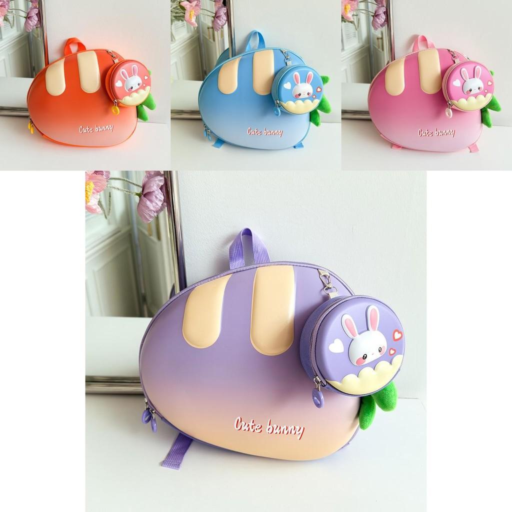 Trendy Orange Pink Blue Purple Kids Backpack With Fun Carrot Print Lightweight Eva Material