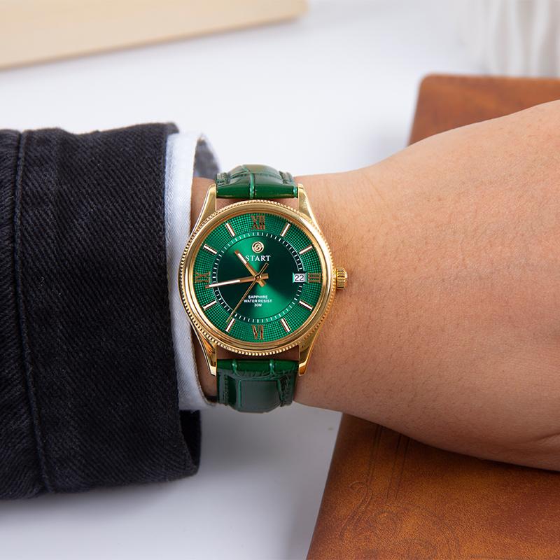 START-Fashionable Men's Watch Swiss Imported Movement Quartz Men's Watch Luminous Roman Dial Date Function