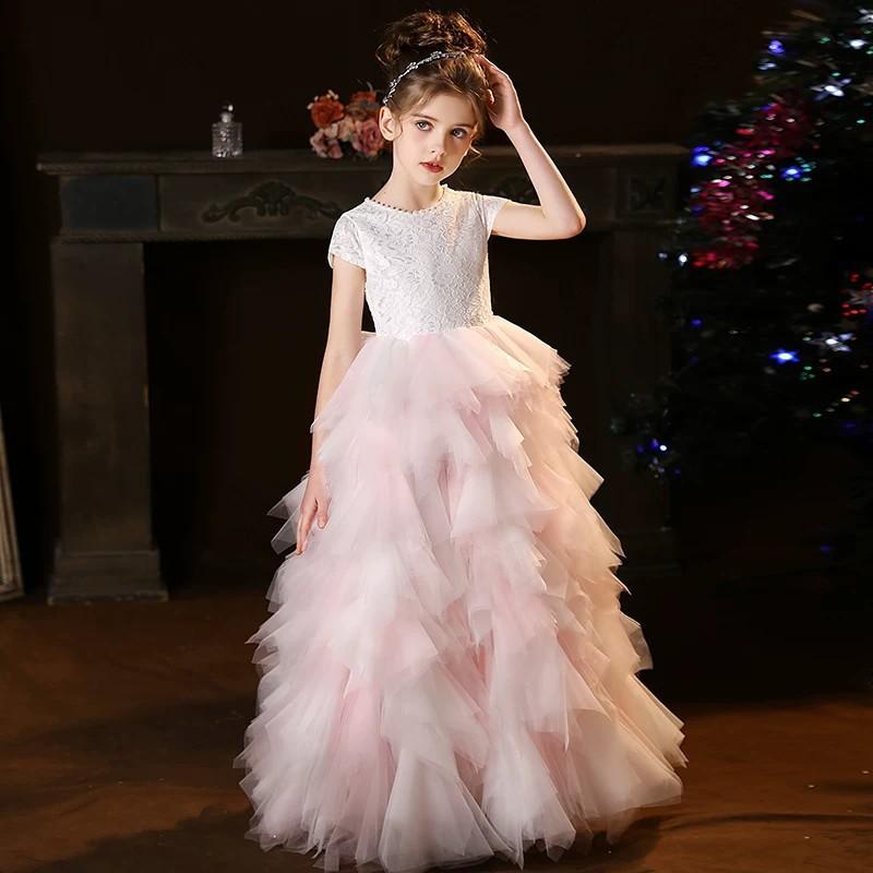 

Платье Принцессы из Кружева с Бусинами для Девочек Белое Платье для Девочек Подростковое Платье Платье Цветочницы Детское Элегантное Платье Рождественское Платье/Настраиваемое 160 розовый/слоновая кость