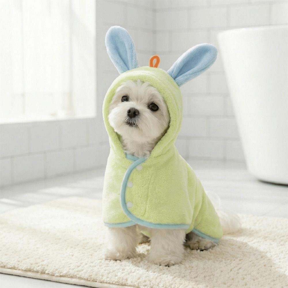 Coral Fleece Dog Hooded Bathrobe Warm Microfiber Dog Towel Pet Quick Drying Towel Indoor Use
