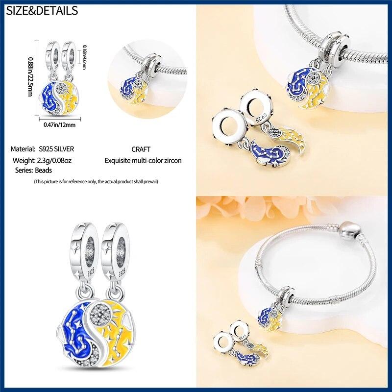 100% 925 Sterling Silver Firefly Charms Evil Eye Air Balloon Blue Charms FitNew Original Bracelet DIY Jewelry Making