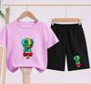Children's Set - Disney Print Summer Boys' and Girls' Sports T-Shirts, Casual Short-Sleeved Shorts Set, 2-piece, for Ages 2-13