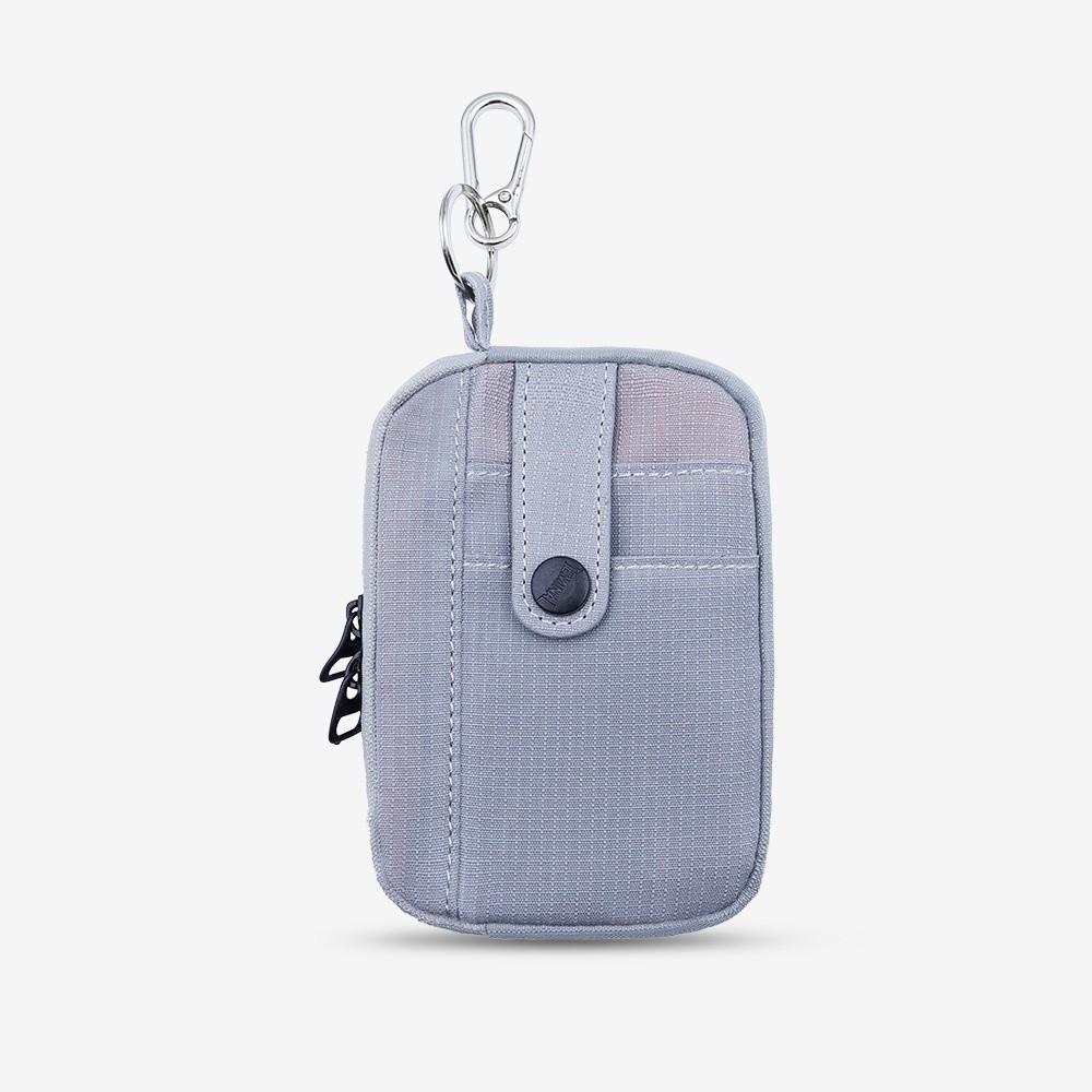 Portable Canvas Earphone Bag Square with Hanging Hook Mini Storage Bag Solid Color Ultralight Travel Coin Purse