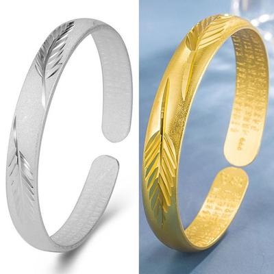 Sablage Ponçage Feuille Cœur Sutra S999 Bracelet en Argent Vintage Unisexe Bracelet Bouddhiste Bracelet Sutra Bouddhiste Bouddhiste