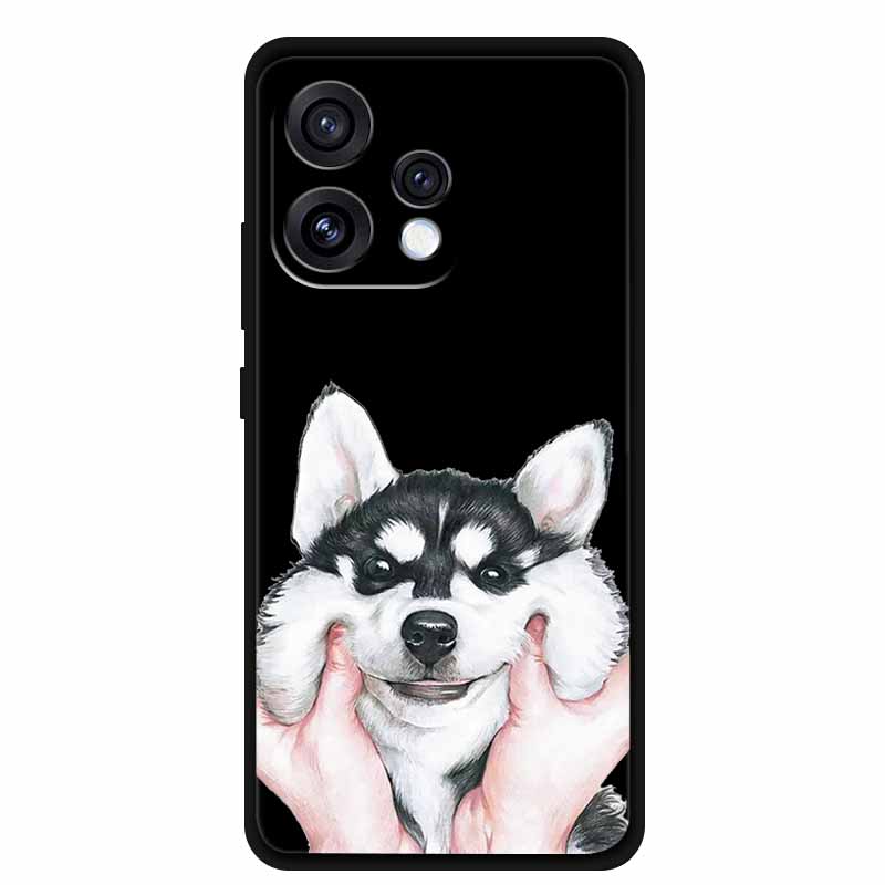 For Oppo Reno15 5G Case Flower Black Silicone Soft Protective Back Covers For Oppo Reno 15C 2025 Phone Case Coque Cartoon Shells