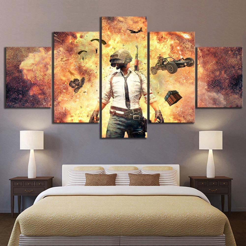 5 Stück 10 Pubg Battlegrounds Spiel Modulare Wandkunst Leinwand Poster Bilder Gemälde Heimdeko Zubehör Wohnzimmerdekoration