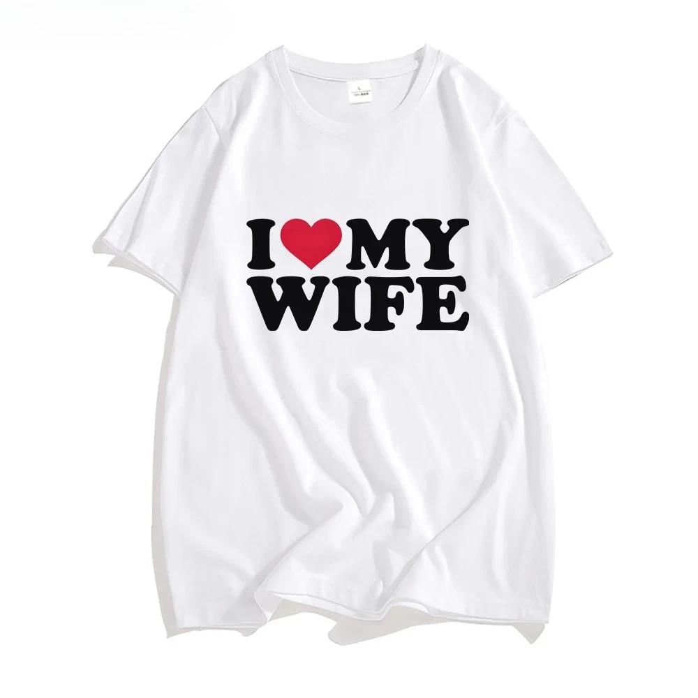 I Love My Wife Trendy Womens Printed Tshirt Round Neck Short Sleeve Womens Tshirt Suitable for All Seasons