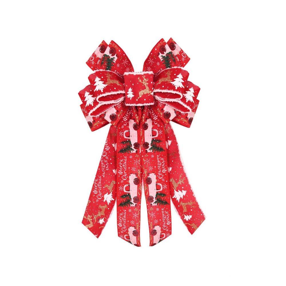 Large Size Christmas Tree Bowknot Double Layer Present Ribbon Knot Christmas Wreath Bow  Wedding