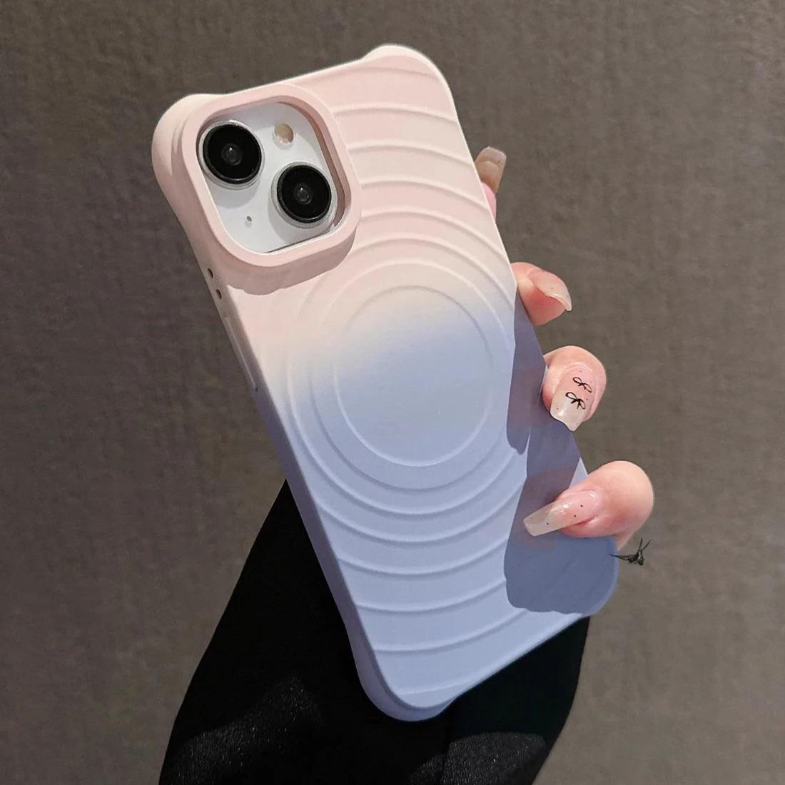 

Чохол з градієнтним хвилястим візерунком для бездротової зарядки Magsafe для iPhone 15 14 Plus 13 12 11 Pro Max Магнітна матова м яка силіконова задня кришка For iPhone 12Pro