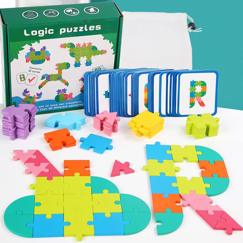 Wooden Colored Puzzle Toy For Early Childhood Education Intellectual Games Parent-Child Interaction Two Styles Available