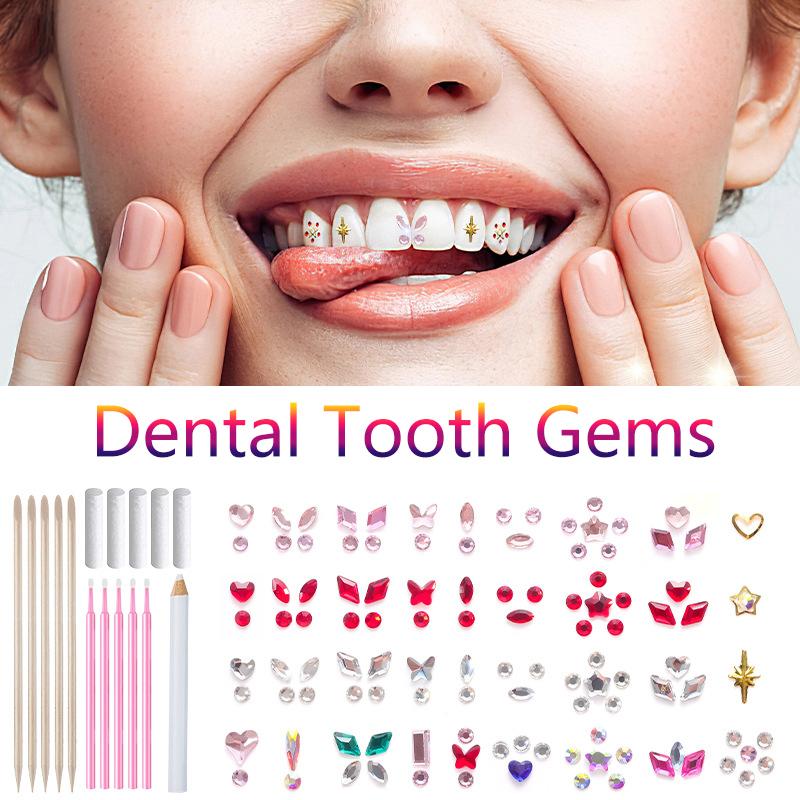 1Set Dental Tooth Gems Diamond Ornament Diy Tools Various Shapes Color Teeth Jewelry Denture Acrylic