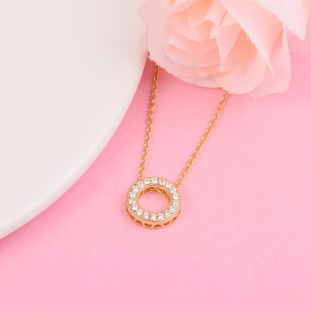 Pave Circle Collier Pendant & Necklace 925 Sterling Silver Necklaces for Women Original Jewelry Gift Colares New