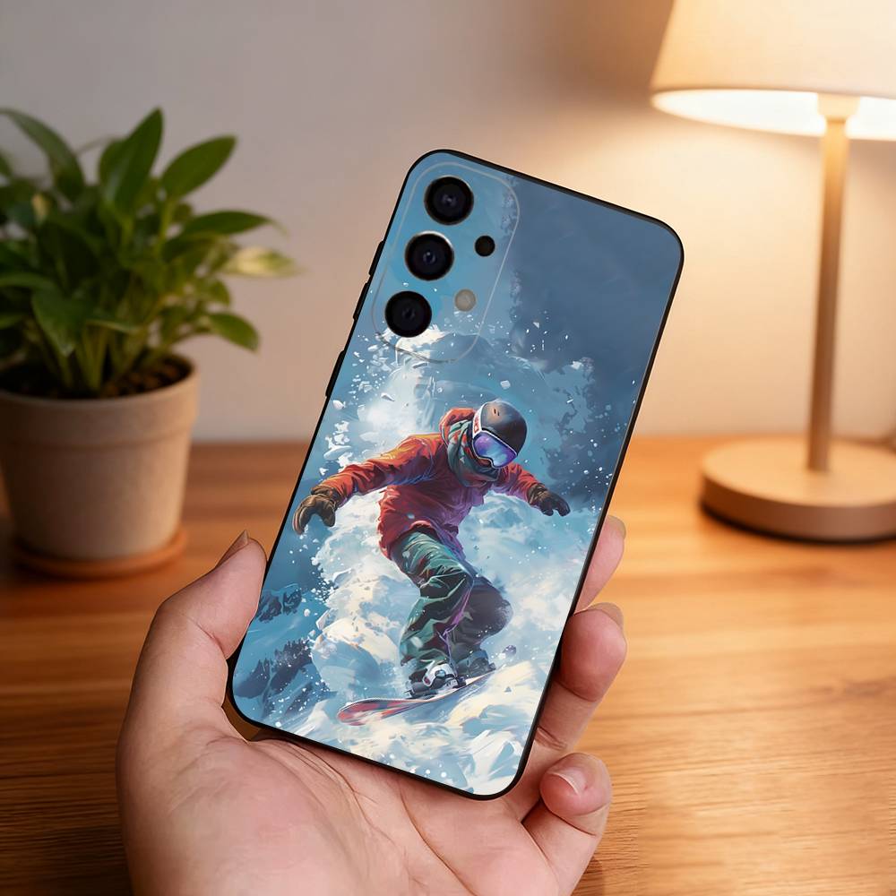 

Skiing Snow Snowboard Ski Phone Case For Samsung S25,S24,S21,S22,S23,S30,Ultra,S20,Plus,Fe,Lite,5G Black Cover Samsung S25