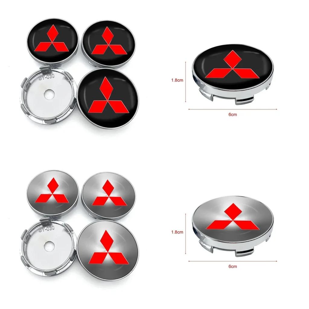 4pcs 60mm Car Wheel Center Hub Cap Rim Cover Emblem Stickers For Mitsubishi Outlander Lancer 10 ASX RALLIART Eclipse L200 Pajero