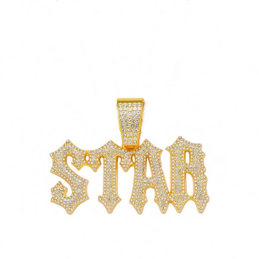 Trendy Rhinestone STAR Pendant Cuban Link Necklace - Men s Hip Hop Dance Accessory