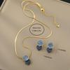 European and American fashion geometric oil-drip earrings and necklace set, simple zinc alloy, suitable for daily wear, parties, and travel for women