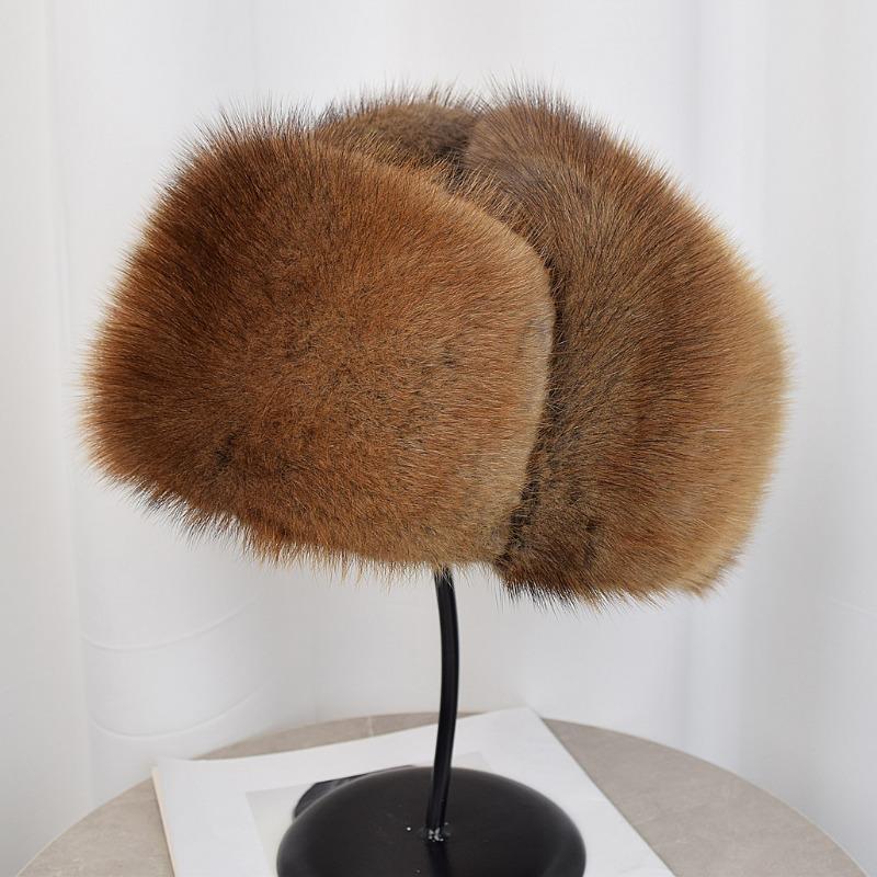 Whole leather green root mink hat women's winter middle and old fur hat mink warm
