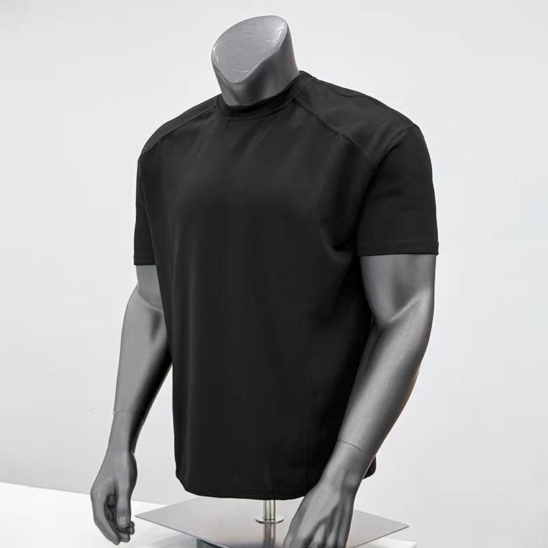 Mens Casual Solid Color Crew Neck Raglan Sleeve Short Sleeve T-Shirt M чёрный