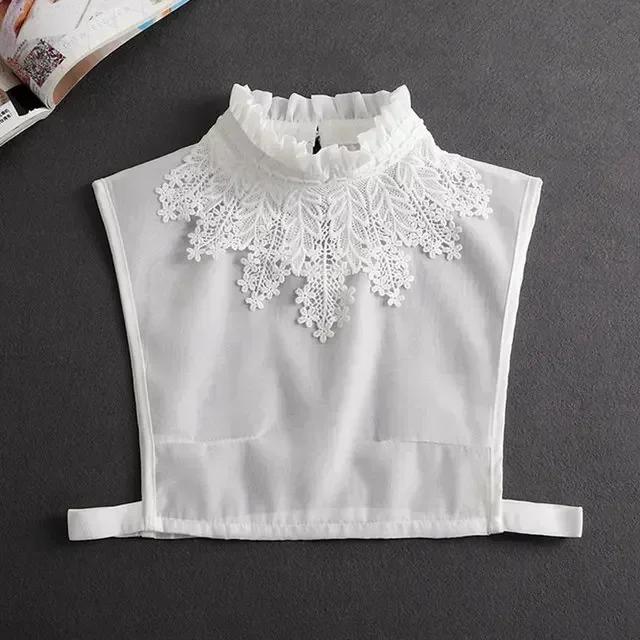 Fashion  Front Tie White Fake Collar for Women Stand Detachable Collar Fake Girls Vintage Lace Ladies False Blouse Collar