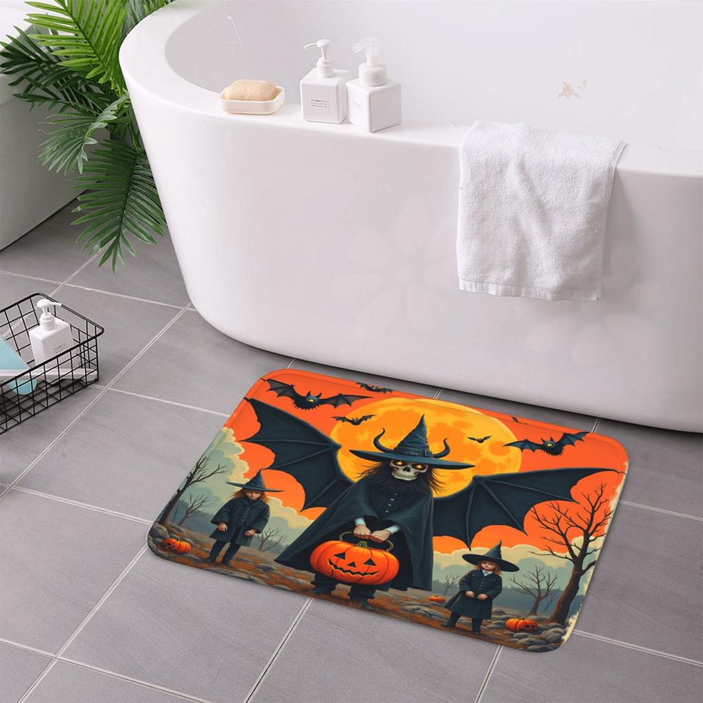 1 st Halloween Pumpahatt Fladdermöss Köksmatta Halkfri Dörrmatta Popdesign Badrumsmatta Badmatta Matta för Hemmet Diskbänk Tvättinredning
