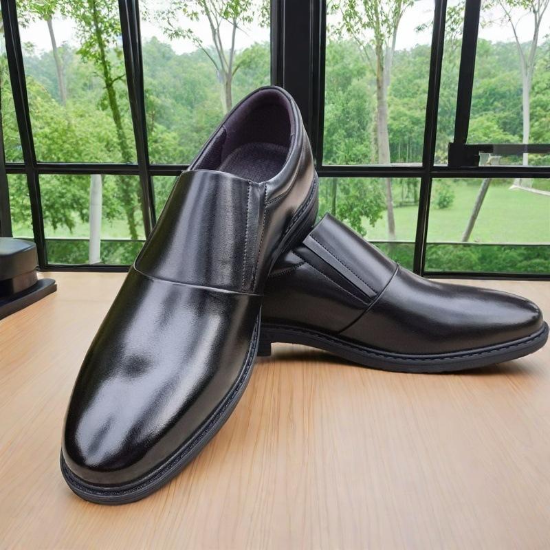 New work clothes leather shoes men's business wear-resistant non-slip low-top casual dress black first-layer cowhide shoes men