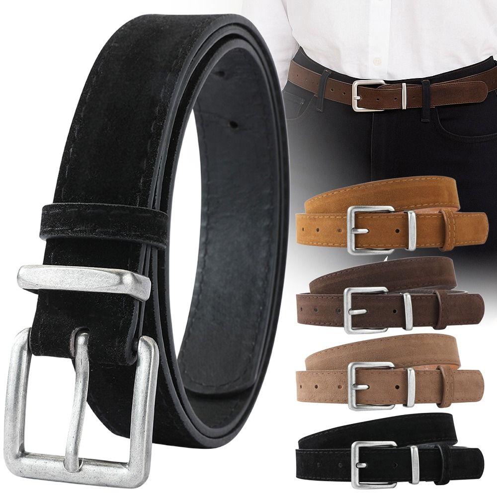 Pin Buckle Business Waist Belt Casual Waistband Fashion Suede Leather Belt  For Women