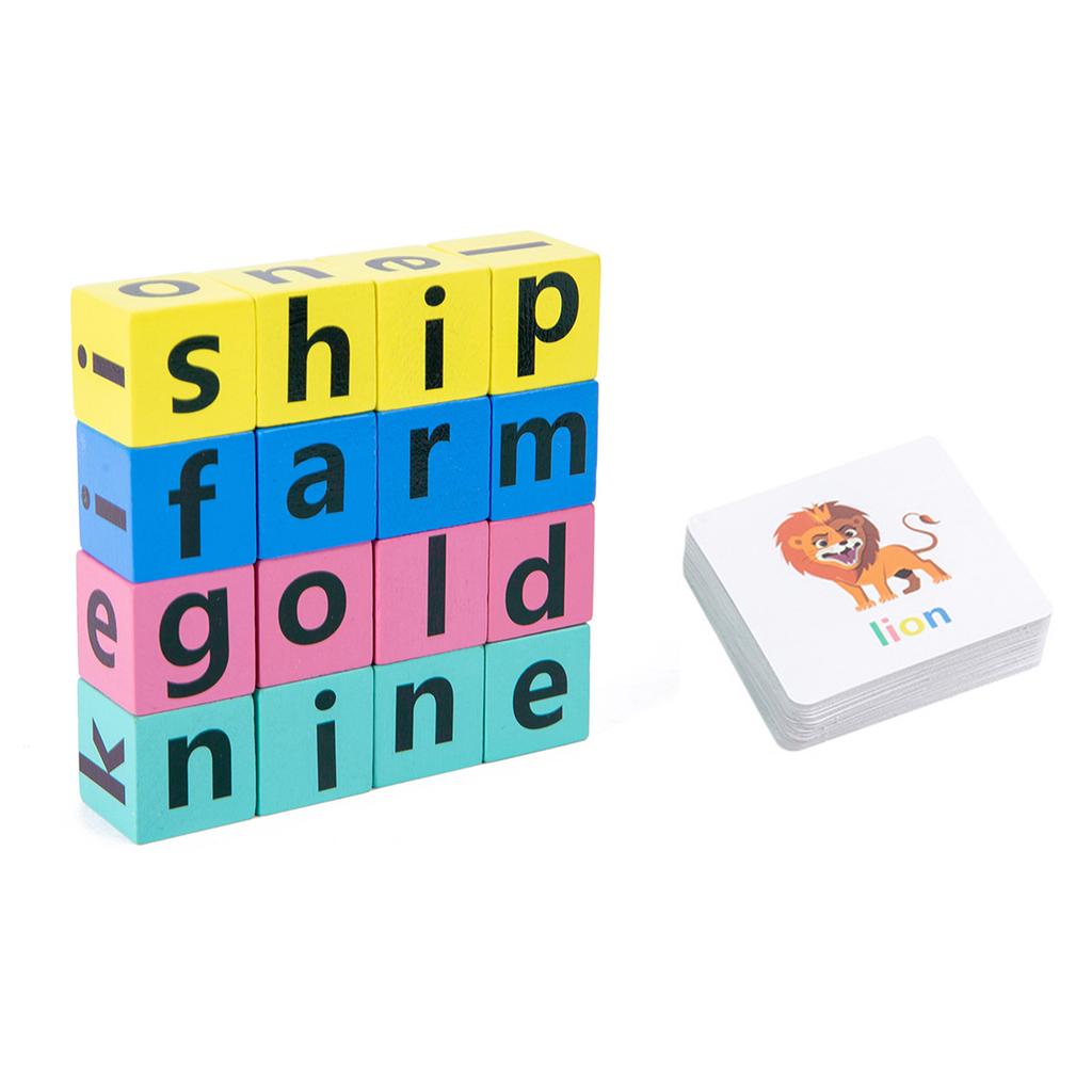 Children Puzzle Wood Spelling Word Toy Kids Letter Game Kindergarten Teaching Aids English Letter Word Learning Toy