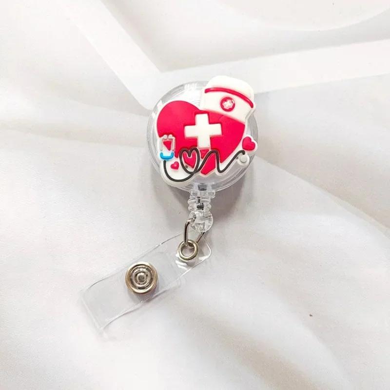 1pc Retractable Badge Holder Clips for Nurse ID Badge Reel with Belt Clip Doctor ID Card Chain Clips School Student Office