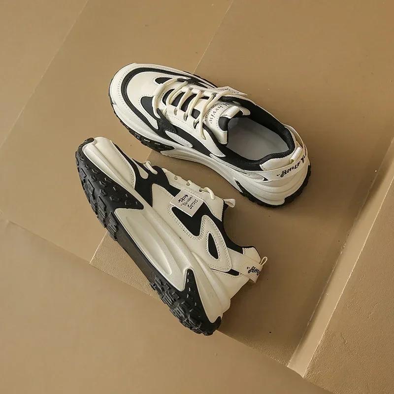 Увеличивающие рост на 5 см подошва Женские уличные туфли для гольфа Черно-белые — фото 4