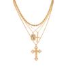 4 fashionable vintage hollowed out cross pendants Fried Dough Twists braid multi piece set women's necklace