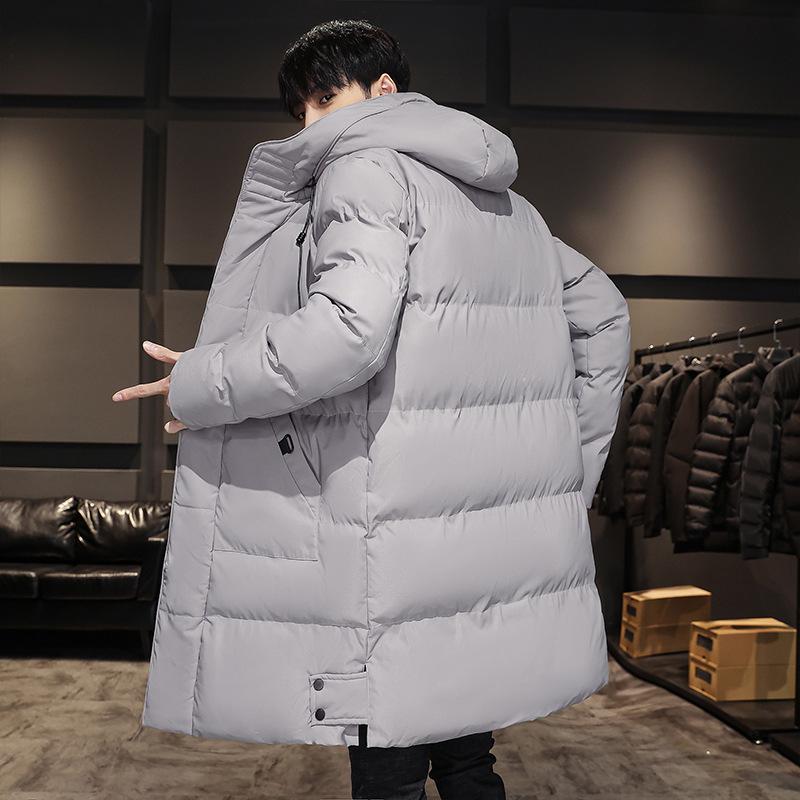 2025 Men's Mid-Length Hooded Winter Jacket - Thick Plus Size Cotton-Padded Coat