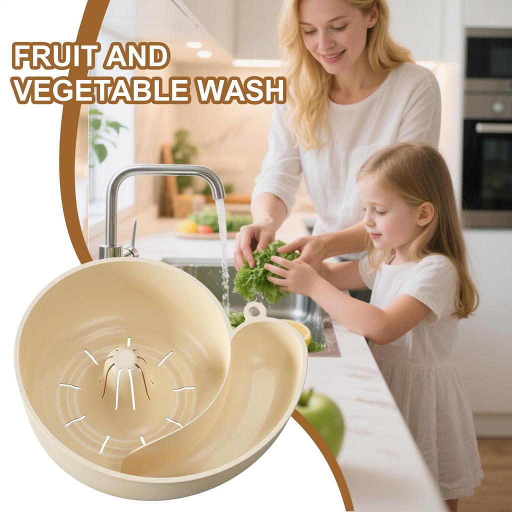 Fruit Washer Bowl Fruit Veggie Washer Strainer Bowl Multi-Purpose Colander Kitchen Drain Basket for Grape Raspberry Cherry
