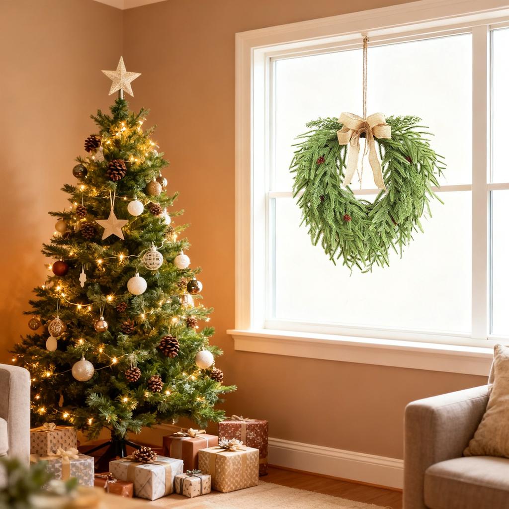 Christmas Wreath, Winter Wreath Garland, Wall Hanging Artificial Wreath, Front Door Wreath Xmas Wreath For Indoor Outdoor