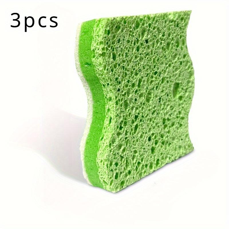 Wood Pulp Cotton Dishwashing Sponge Block Clean Degreasing Magic Rub, Non-Scratch Scrub Sponge with Double-Side Design