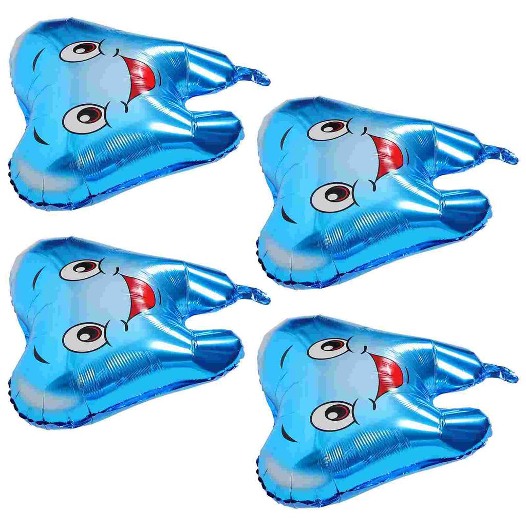 4 Pcs Tooth Balloon First Balloons Baby Shower Portable Dental Inflatables Aluminum Film Party Child