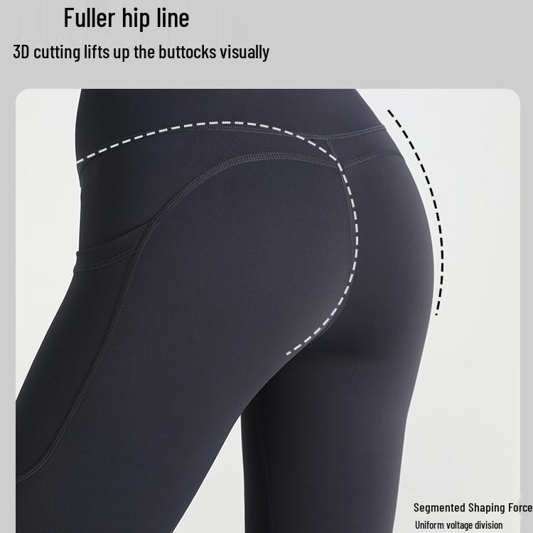 High-Waist Butt-Lift Yoga Pants with Side Pockets - Stretch Athletic Leggings for Women