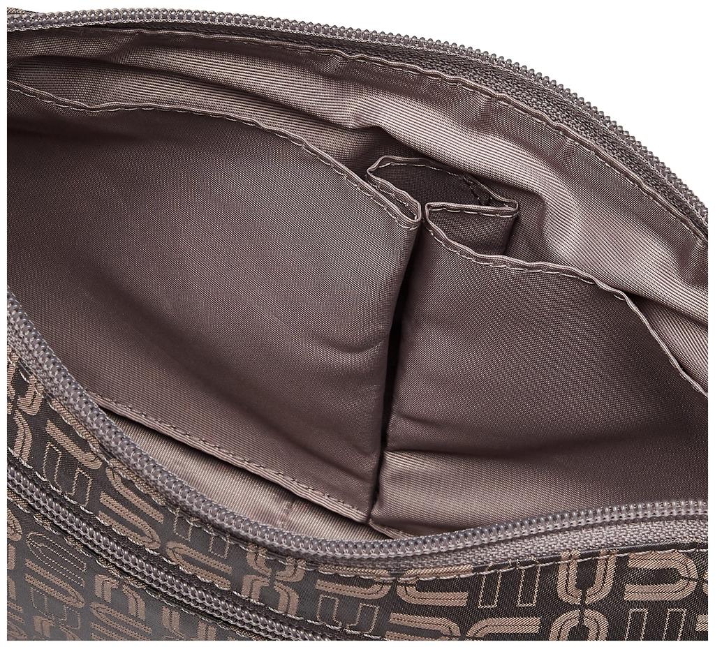 by Pochette Nylon jacquard Original logo pattern Lightweight Compact Long shoulder Diagonal zipper closure Many pockets Functional Practical Ladies