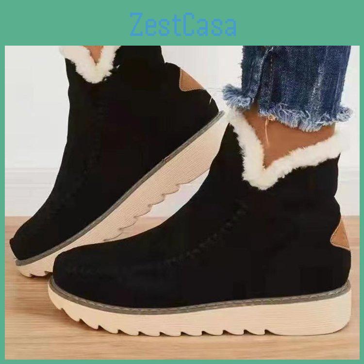 Winter Boots Snow Large New Flat Heel Thick Sole Short Boots Cover Feet Warm Low Tube Cotton Boots Large Womens Boots