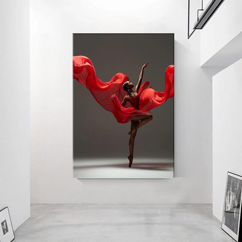 Modern African American Woman Dancer Canvas Painting, Black Ballerina Art Print, Canvas Wall Art Canvas Design, Home Decor